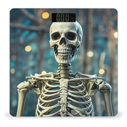 Skeleton Next to Scale for Body Weight Digital Bathroom Scale Toughened Glass High Precision Scales for Body Weight with Large LCD Backlight Display Weight Scales