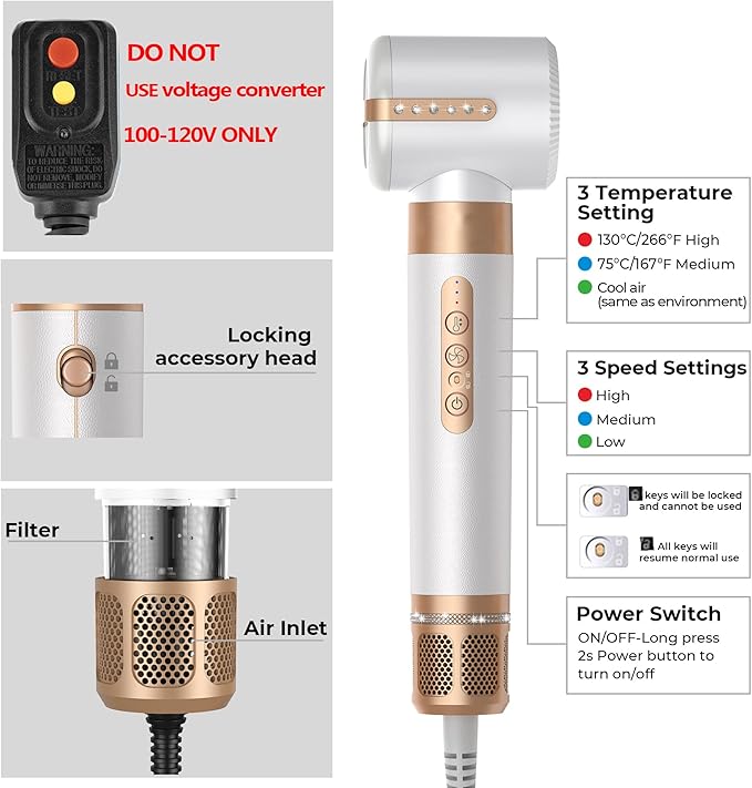 7 in ONE Hair Dryer Brush Powerful Blow Dryer Brush with Air Curler for Hair Brush Blow Dryer with Diffuser Ionic Hot Air Brush Fast Dry Volumize Curls Straight Hair Styling Tools 100-120V