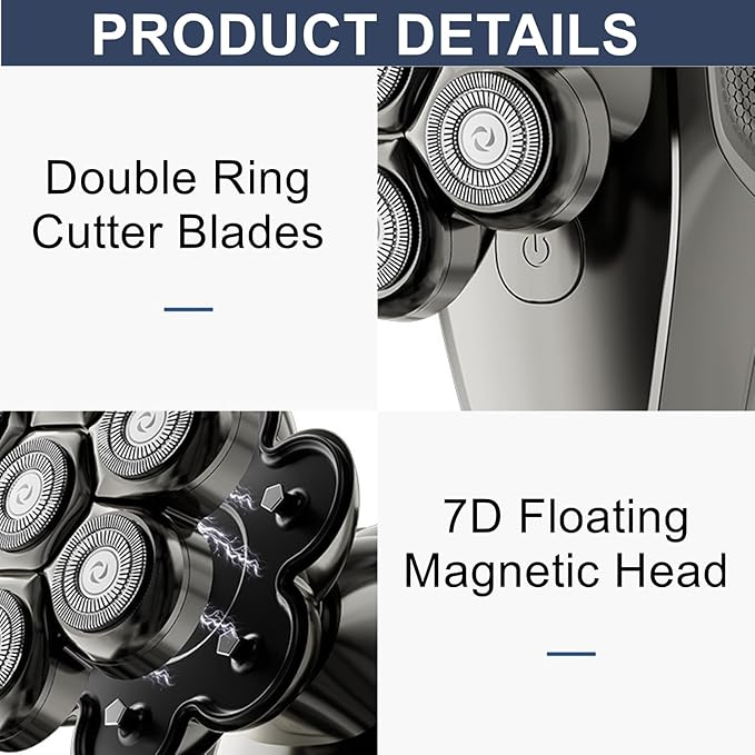 2Pack Fit for SHPAVVER Replacement Heads7 Blade Floating Head Fit for Cyruzi Replacement HeadCompatible with SHPAVVER/Cyruzi Head Shavers for Bald MenMagnetic IPX7 Waterproof Shaver Heads.