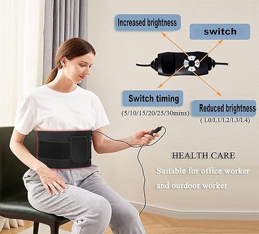 Red Light Therapy Belt for Body Pain WaistInfrared Light Therapy Device with Timer and Remotefor Back Waist Muscle Pain Relief Improve Joint Inflammation