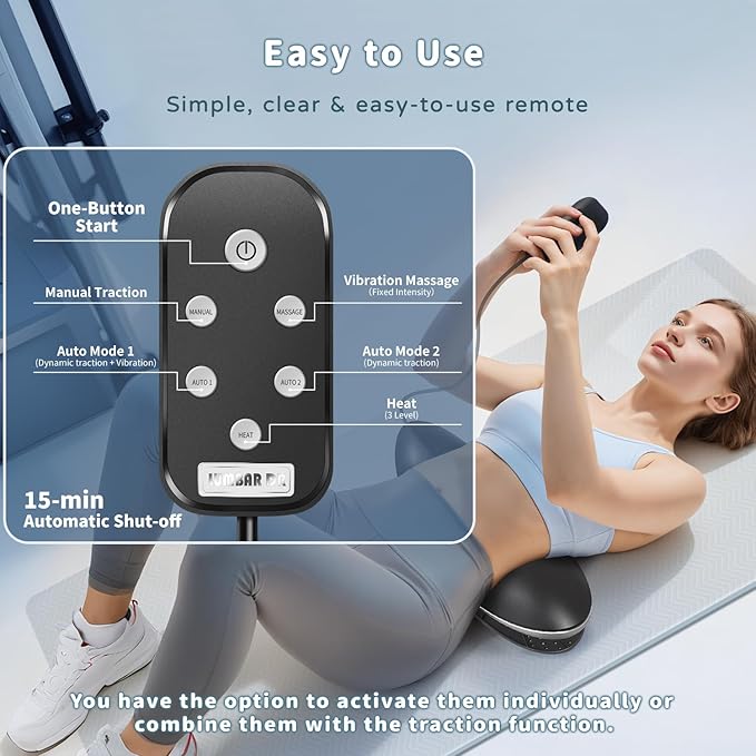 Zenopax Electric Lumbar Traction Device for Lower Back Pain Relief Back Massager with Dynamic Airbag Traction 3-Level Heat Vibration - Quick Relaxation Easy to Use Home/Office Use