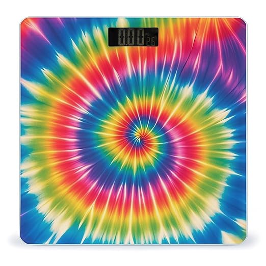 Tie Dye Rainbow Scale for Body Weight Digital Bathroom Scale Toughened Glass High Precision Scales for Body Weight with Large LCD Backlight Display Weight Scales