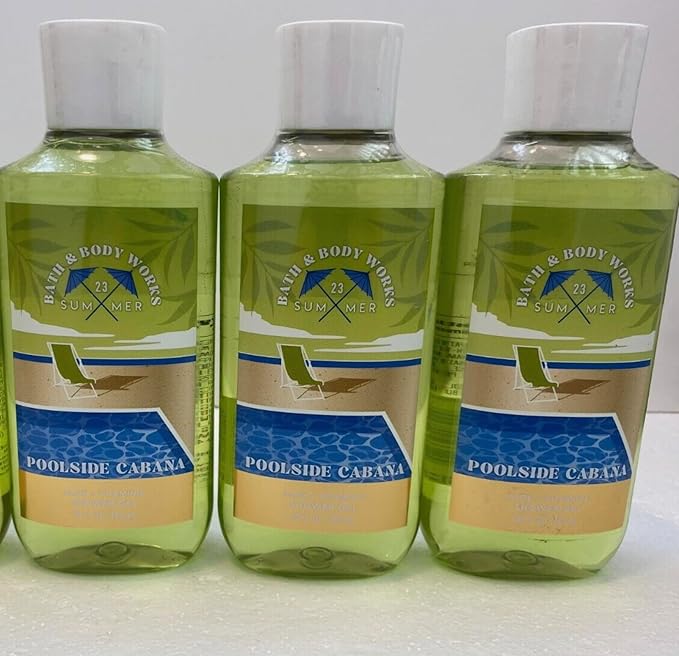 3 POOLSIDE CABANA bath &amp Body Wash Shower Gel 10 oz
