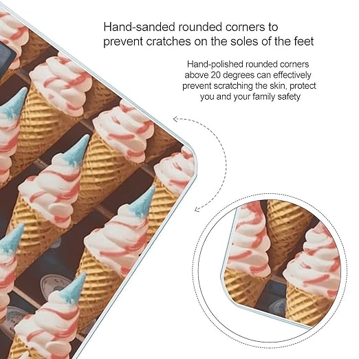 Ice Cream Cones Fifties Time Bathroom Scale Automatic Power On/Off Body Scales LCD Backlight Display Square Digital Scale Rounded Corners Bathroom Scales for Home Bedrooms