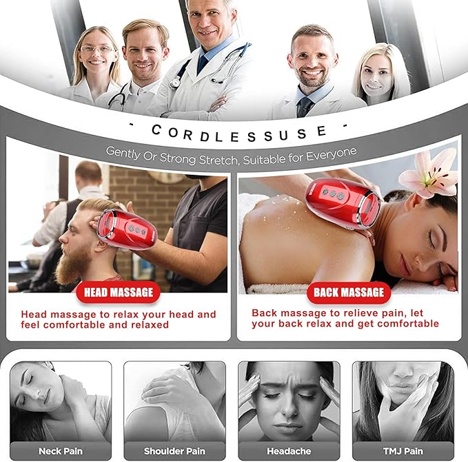 Professional Haircut Massager/Cordless Handheld Massager Vibration Neck/Legs/Hands/face Massager 2 Massage nodes 2600AMH (Red)