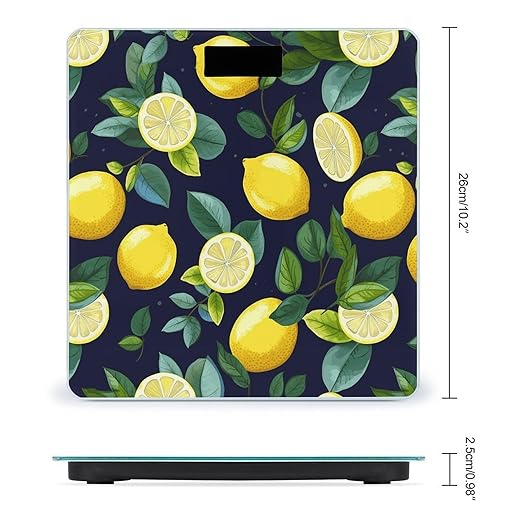 Lemon Fruit Bathroom Scale Large LCD Backlight Display Digital Scale Rounded Corners Body Scales Automatic Power On/Off Bathroom Scales for Home Bedrooms