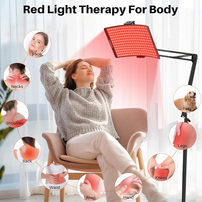 FDA-Approved Red Light Therapy for Body &amp Infrared Light Therapy Lamp (660nm/850nm) with Stand - Adjustable Moldable for Body/Skin Care with Eyes Protection Goggles