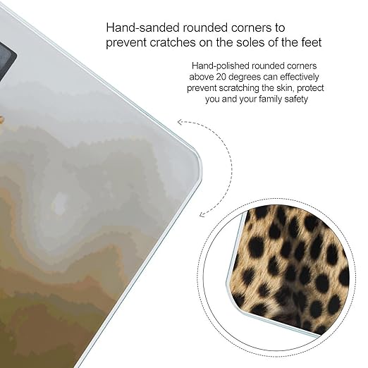 Wild Animal Leopard Bathroom Scale Ultra-Bright Liquid Crystal Screen Weight Scale Accurate Bathroom Body Scales for Body Weight Bathroom Pet Home Bedroom Gift-Giving