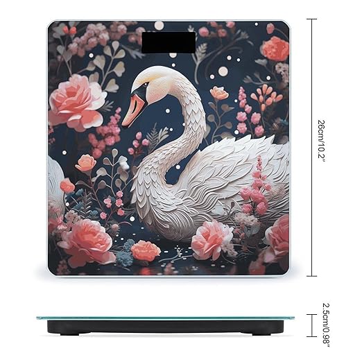 Floral Swan Smart Scale for Body Weight Accurate Bathroom Scale with LED Display Digital Weight Scales Weighing Machine High Precision Scales for Bath Home