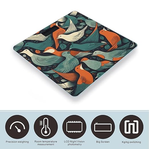 Flock of Birds Scale for Body Weight Anti-Slip Sturdy Tempered Glass Weighing Machine Highly Digital Accurate Bright LCD Bathroom Scale for Household Gift