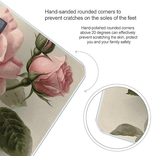 Vintage Pink Rose Scale for Body Weight Digital Bathroom Scale Precision Smart Weighing Scales with Clear LED Display Accurate High Precision Scales Weighing Machine