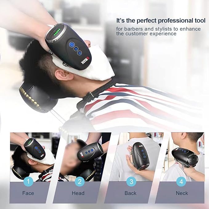 WMARK Barber Massager/Cordless HandheldMassager Charge Neck/Legs/Hand/FaceMassager 2 Massage Nodes 2600AMHBlack