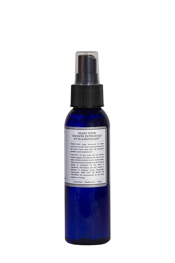 Travertine Spa Steam Shower Eucalyptus and Mint Spray for Sinus and Congestion Relief - 100% Natural Eucalyptus Oil Steam Room Spray 4 fl oz