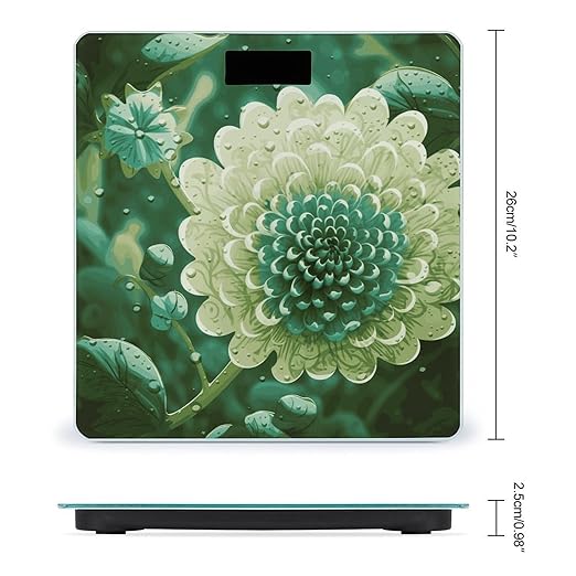 Green Flower Digital Bathroom Scale for Body Weight with High Precision Digital Weighing Scale with BMI Clear LCD Display and Step-On Measures Weight Up to 180kg