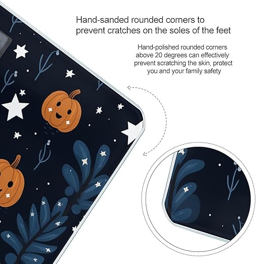 Cartoon Pumpkin Head Bathroom Scale for Body Weight Bathroom Weighing Scale with Backlit LCD Display Highly Accurate Measures Weight Up to 180kg