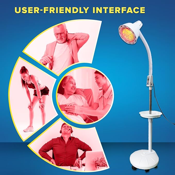 Infarex Stand-up Infrared Lamp | 275W Red Light Therapy Heat Bulb 3000h 110V | Rotating Adjustable Portable | Pain Relief Muscle Aches | Home Spa Dermatology Clinic Beauty Salon