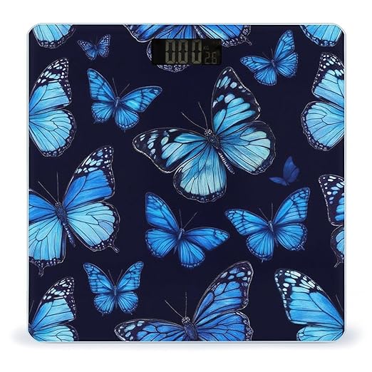 Digital Bathroom Weighing Scale Energy Saving Scale Smart Scale for Body Weight Beautiful Butterflies Blue Butterfly