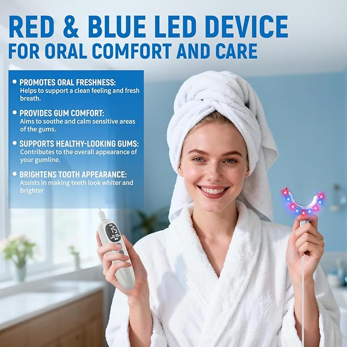RED+Blue RED Blue Light Therapy for Gums LEDs Periodontal Light Gum Health Repair Bleeding Gums and Teeth Whitening Accelerator with Tray Storage Case