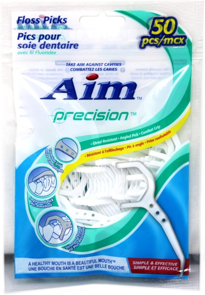 10 Packs of Aim Precision Dental Floss Picks Waxed 60 Each Perfect for Family Hotel Travel