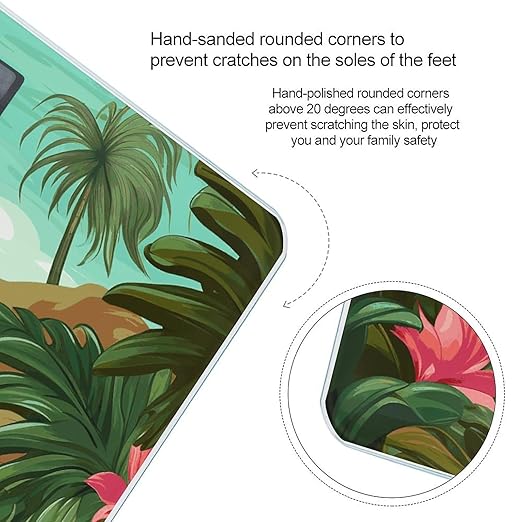 Tropical Flamingo Bathroom Scale Automatic Power On/Off Body Scales LCD Backlight Display Square Digital Scale Rounded Corners Bathroom Scales for Home Bedrooms