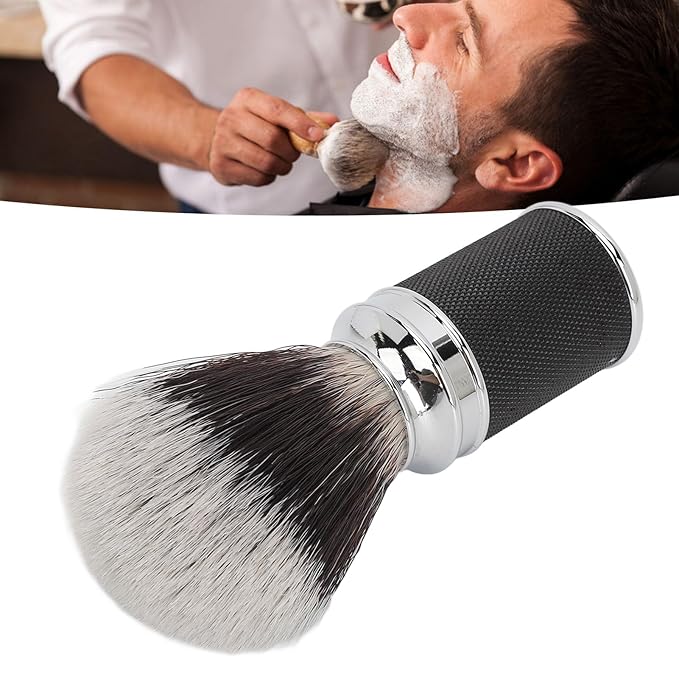 Beard Brush Beard Trimming Cleaning Brush Professional Men Beard Cream Soap Foaming Brush Aluminum Alloy Nylon Hair for Home Hair Salon Nylon Hair Beard