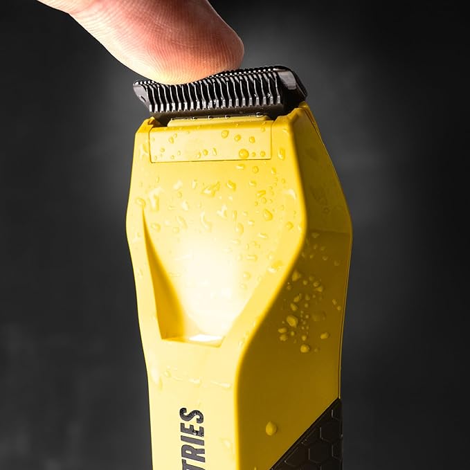 TOOLETRIES The Shearer - Groin &amp Body Hair Trimmer for Men Electric Shaver for Pubic Hair Balls Groin Chest Legs Waterproof Wet/Dry Clippers Rechargeable Bonus Shower Kit - Yellow