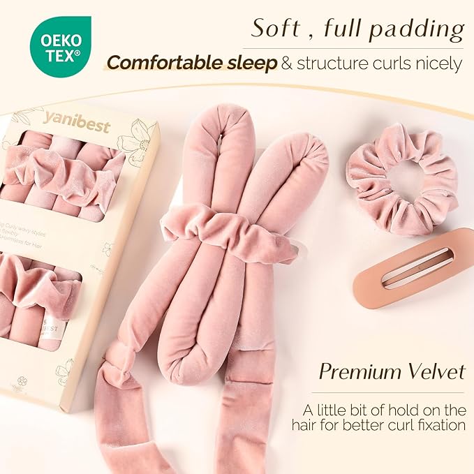 Yanibest Heatless Hair Curlers No Heat Hair Curlers to Sleep in Super Soft Ribbon Wrap for Long Hair