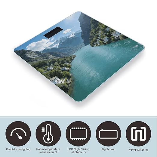 Lake Como Smart Scale for Body Weight Digital Bathroom Scale Toughened Glass Weight Scale with Large LCD Backlight Display High Precision Scales Weighing Machine