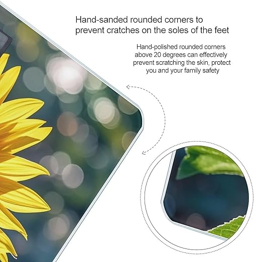 Night Sunflowers Bathroom Scale for Body Weight Bathroom Weighing Scales with Back Lit LED Display Sturdy Tempered Glass Body Weight Bathroom Scale 400lb Weighing