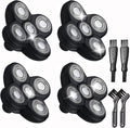 4 Pack Head Shaver Replacement Blades 5 Blades Shaver Replacement Heads for Bald Men Universal Head and Face Electric Razor Kit with 4 Cleaning Brush