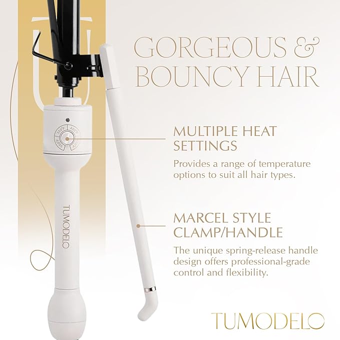 Marcel Curling Iron ¾” Professional Power Barrel – Nano Titanium Ionic Heat Technology for Long-Lasting Curls Temperature Control Ceramic Coating Versatile for Fine to Thick Hair