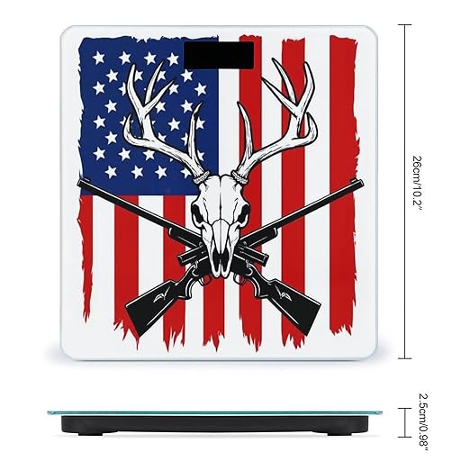 Energy Saving Scale Bathroom Weighing Scale Smart Scale for Body Weight Digital Hunting Deer USA American Flag Black