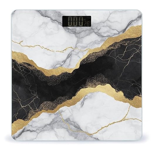 Digital Bathroom Weighing Scale Energy Saving Scale Smart Scale for Body Weight Gold Black and White Marble