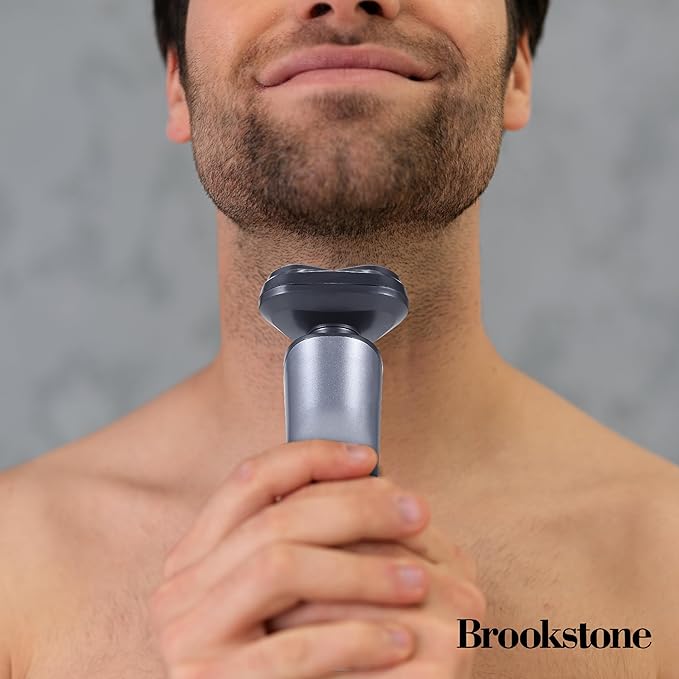 Brookstone - 3 Head Rotary Shaver Precision Shave Cutting-Edge Design Professional Quality (Black/Grey)