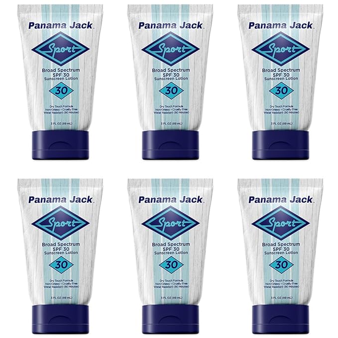 Panama Jack Sport Sunscreen Lotion - SPF 30 Broad Spectrum UVA/UVB Protection Non-Greasy PABA Paraben Gluten &amp Cruelty Free 3 FL OZ (Pack of 12)