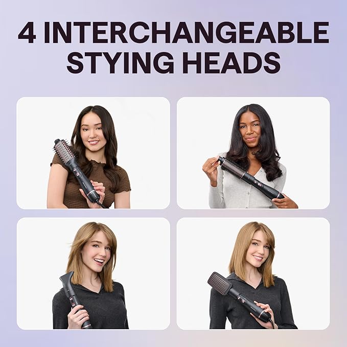 Wavytalk Hair Dryer Brush Set Air Sculpt 4-in-1 Hot Air Brush Set | Blowout Brush Styler for Salon Blowouts Volumizing and Straightening Sleek Frizz-Free for Every Hair Type Black