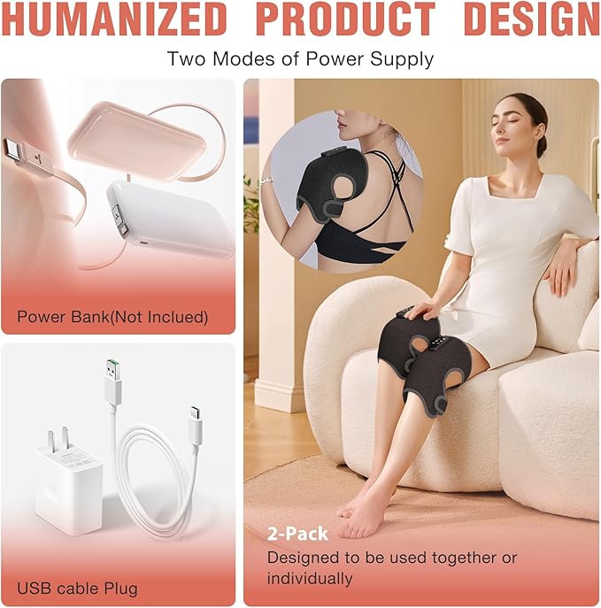 Red Light Therapy &amp Vibration Massage Knee Brace 660nm&amp850nm Near Infrared Light Therapy Heated Knee Massager for Pain Relief Heated Knee Wrap for Knee Joint Elbow Heating Pad Gift for Me