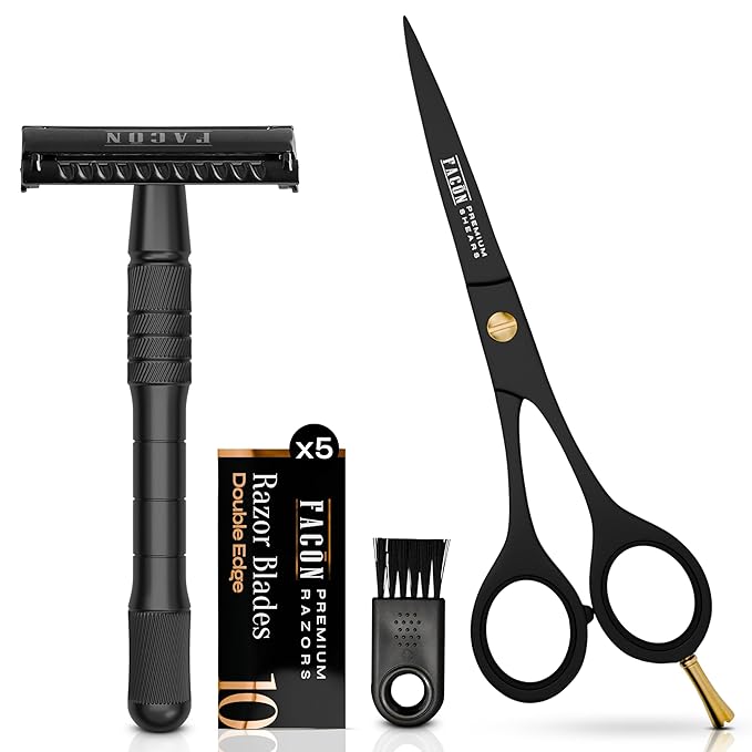 Facón Double Edge Safety Razor + Facón Hair Cutting Scissors