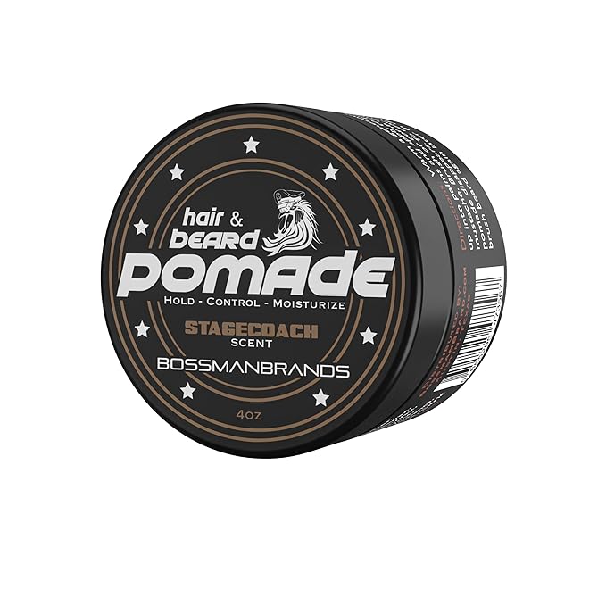 Bossman Hair &amp Beard Pomade for Men (Stagecoach Scent) – Medium Hold &amp Moisturizing for Hair Beard &amp Mustache Styling – Made in USA