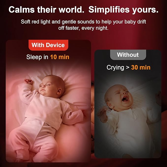 Red Light Sleep Sound Machine – Night Light for Bedroom with 5-Level Red Light Therapy (620–690nm) 32 White Noise &amp Nature Sounds Smart App Control Timer &amp Wake-Up Alarm Clock