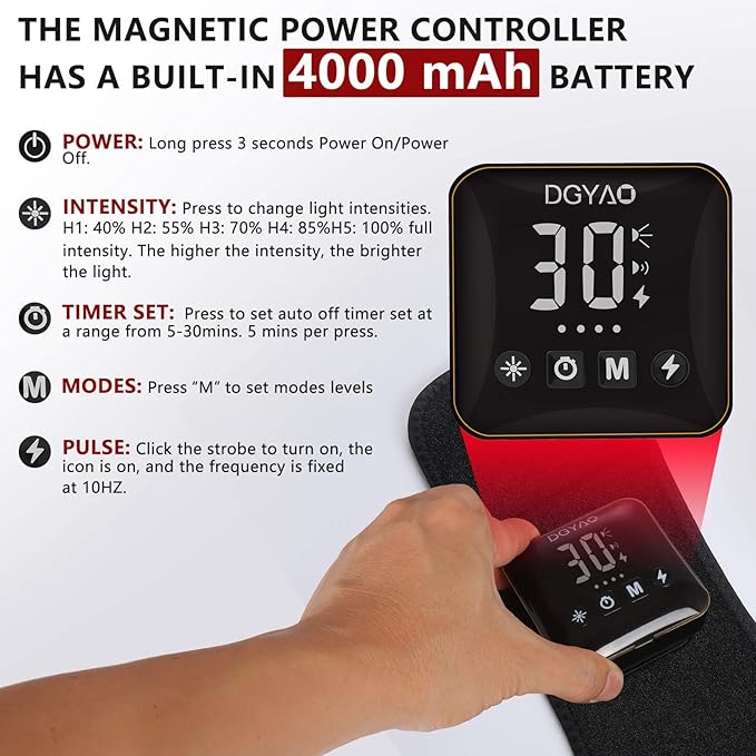 New Cordless Red Light Therapy Belt for Pain Relief Near Infrared Therapy Wrap Pulse Therapy for Back Pain Relief