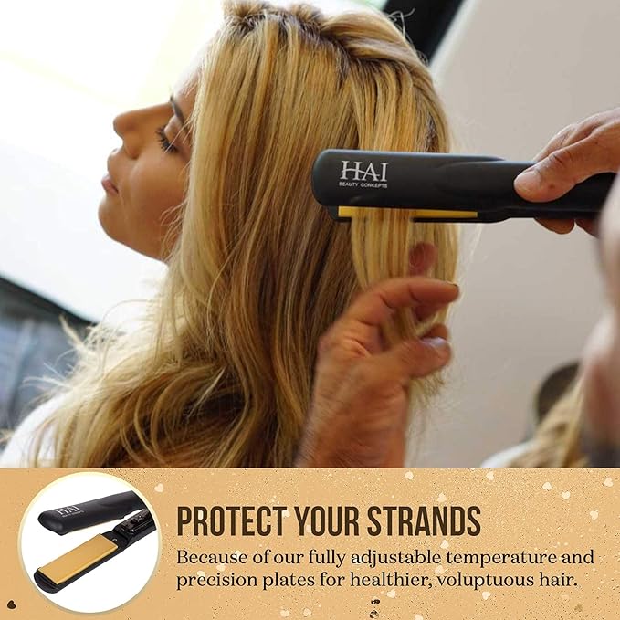 HAI Beauty Concepts Convertible Flat Iron for Women Professional Ceramic Fast Heating Hair Flat Iron with 5 Temperature Levels - Best Hair Straightener for All Hair Types - Gold