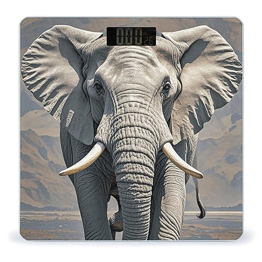 Elephant Pattern Scale for Body Weight Highly Accurate Digital Bathroom Scale Sturdy Tempered Glass Weighing Scales with LCD Display Fashion Body Fat Smart Scales 400lb
