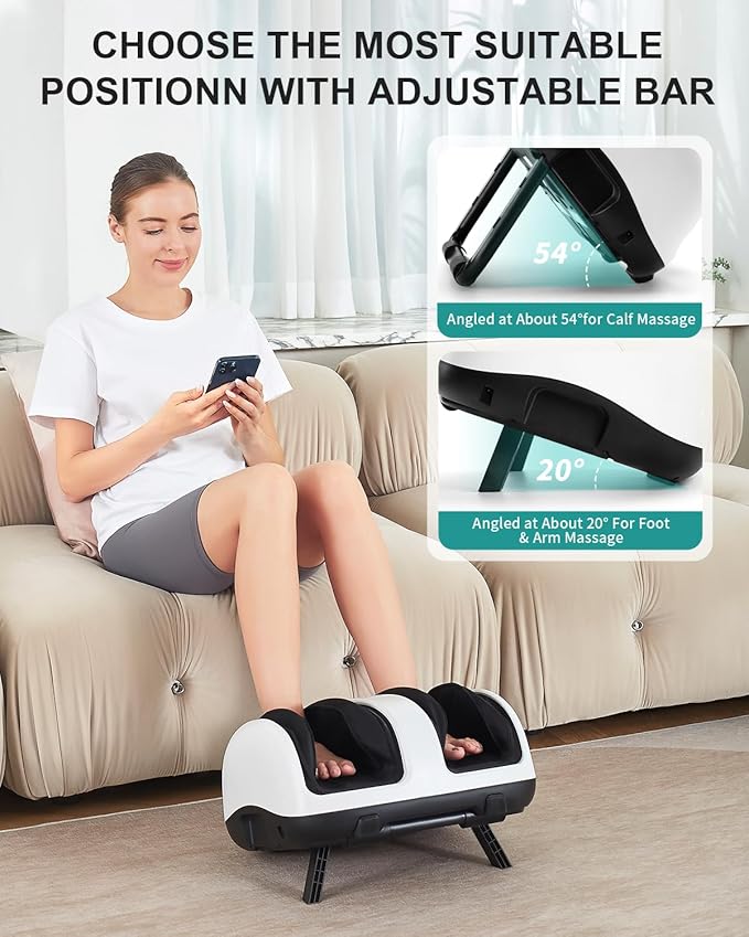 Nekteck Shiatsu Neck and Back Massager with Heat Smart Foot and Calf Massager APP Control White