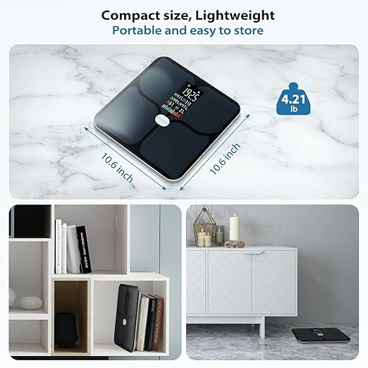 ABLEGRID Body Fat ScaleDigital Smart Bathroom Scale for Body Weight Large Color Display Screen 16 Body Composition Metrics BMI Water Weigh Heart Rate Baby Mode 400lb Rechargeable