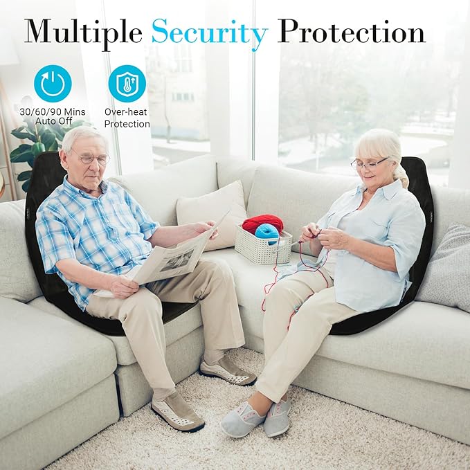Chair Massager Cushion Back Massager with Heat Electric Seat Massage Pad Back Massage Chair Pad for Back Pain Relief 2 Heat Levels &amp 5 Vibrating Modes Christmas Gifts for Men Dad Mom Him Her