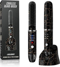 Beard Straightener for Men Cordless Heated Beard Brush Portable Beard Hot Combs Ionic Mini Hair Straightener with 3 Temp Settings Coarse Curly Hair Brush Grooming Kit for Men
