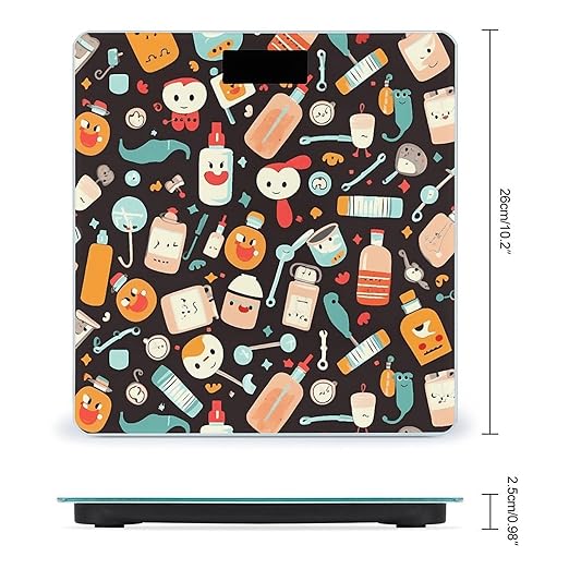 Cartoon Medicine Pattern Bathroom Scale for Body Weight LCD Display Digital Bathroom Scale Tempered Glass Bathroom Weight Scales Fashion Smart Scales for Home Bedroom 400 Lb