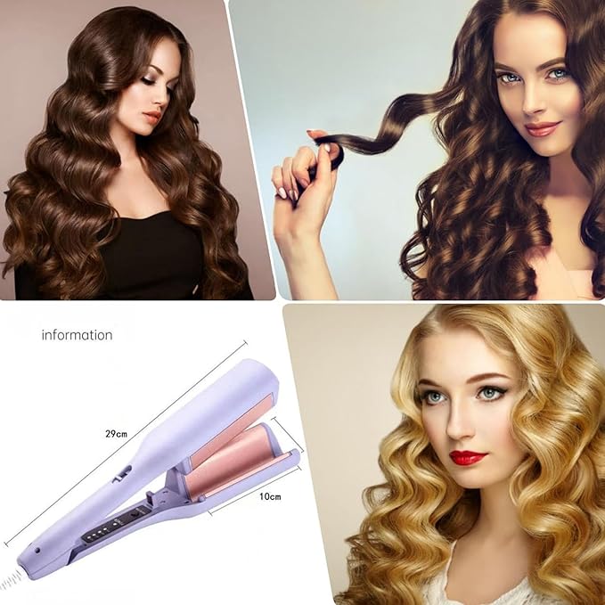 Hair Styling Tool with Negative Ionic Technology French Curls Iron Create Frizz-Free French Curls Effortlessly Curling Irons 15-Second Heat-Up (Pink)