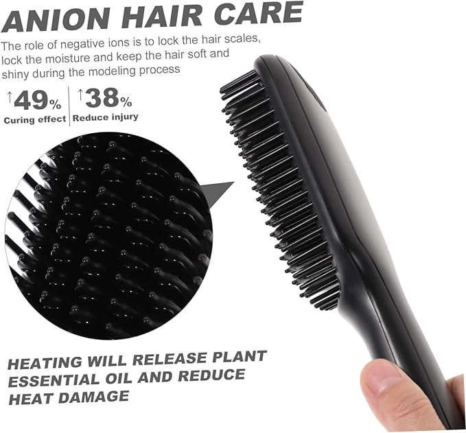 6 Beard and Hair Straightening Brush Gears Heat Professional Electric Comb for Smooth Shiny Styles LCD Display Rotating Cord for Home and Travel